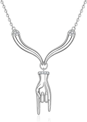 Italian Horn Necklace for Women S925 Sterling Silver Hand Horns Pepper Pendant Men Good Luck Protection Amulet Mano Cornuto Cornicello Rock Hippie Punk Jewelry Charm Y Necklaces