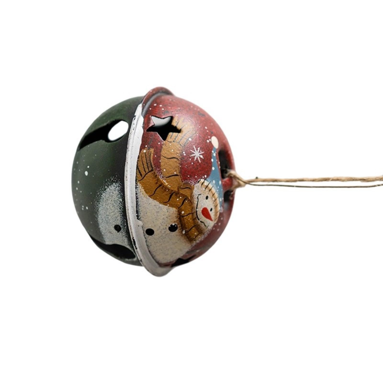 Tsophreniq Festival Hanging Bells Iron Santa Snowman Ornament Shatterproof Crispy Sounding Holiday Decoration for Family Iron Crafted Santa Snowman Decorations