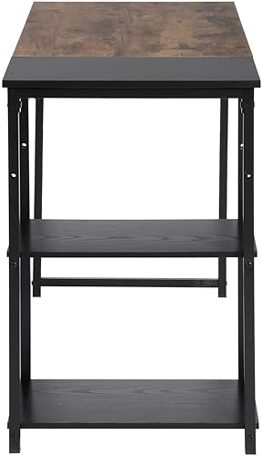 Miniatura 9 de FurnitureR Escritorio para computadora con estantes para espacios pequeños, escritorio simple para oficina en casa, escritorio de estudio,