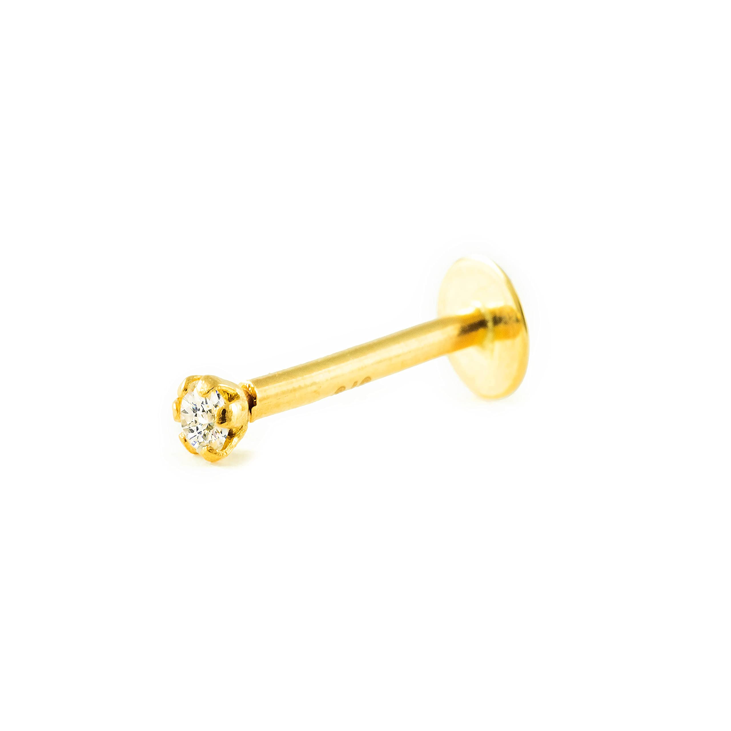Monde Petit Piercing Oro 9 Kilates (9K) Circonita 2 mm Labio - Mondepetit - Estuche Regalo - Certificado de Garantía