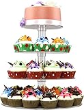 DYCacrlic Acrylic 4-Tier Round Cupcake Stand Display, Dessert Holders Cupcake Tree ,Clear Tiered Cake Stand Wedding Cupcake Tower (4 Tier Round Tube)