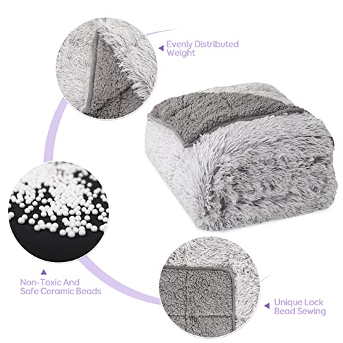 Image of Cottonblue Weighted Blanket 20 lbs Queen Size, Luxury Sherpa Faux Fur Reversible Snugly Long Fur Warm Heavy Blankets 60x80 inches, Plush Sherpa Microfiber Blanket for Couch Sofa Bed, Morandi Grey