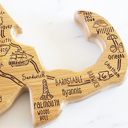 Totally Bamboo Destination Massachusetts State Shaped Serving And Cutting Board, Includes Hang Tie For Wall Display #TOP5
