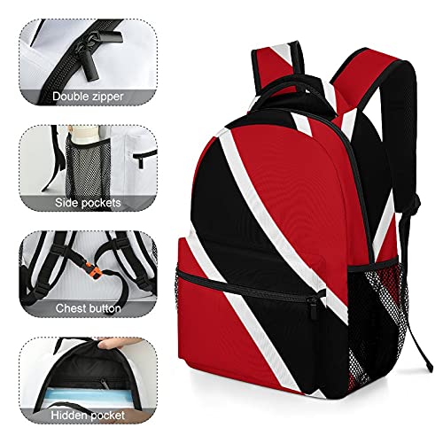 Trinidad And Tobago Flag Full print backpack for boys and girls, school camping backpack with padded shoulder straps3