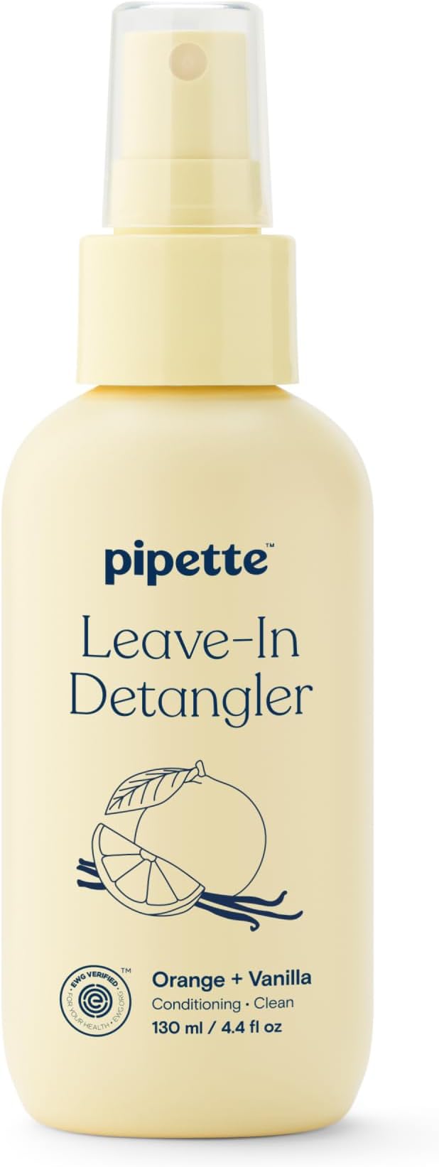 Leave-In Hair Detangler - Silicone-free Kids Detangling Spray - 100% Plant-Derived Nourishing Squalane - Orange + Vanilla Aroma, ALL Hair Types & Textures, 4.4 fl oz