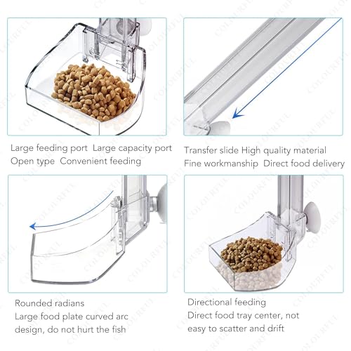 Image of Aquarium Fish Shrimp Feeder | Sinking Food Feeder | Acrylic Feeding Tube | Sucker Fixation Simple Installation Tube 90 Degree Angle Hook Large Plate for Aquarium (Model: F-35, Height:35cm)