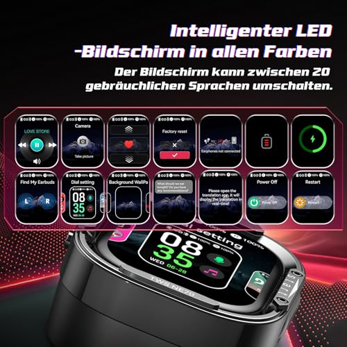 BEARTAIN Ki Übersetzer Kopfhörer, 3-in-1 Übersetzungskopfhörer mit echtzeit übersetzung, 150 Sprachen Kopfhörer Übersetzer Echtzeit, Touchscreen 60H kopfhörer für iOS und Android, Reisen NE70