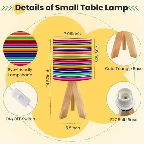 Lámpara de mesa infantil con base trípode y pantalla de lino miniatura 2