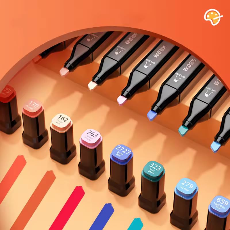 Image of 80 Pcs Dual Tip Art Markers Pen | Alcoholic Markers Set, Drawing Sketch Pen, And Brush Pens With 80 Shades, Touch Cool Alcohol Markers For Painting, Writing, Calligraphy, Drawing And Sketching