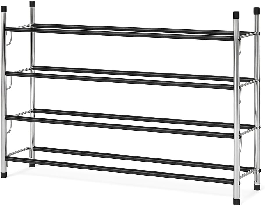 USTECH 3Tier Expandable Shoe Rack Adjustable Metal Storage Shelf Heavy-Duty Steel Frame for Closet Entryway Dorm Easy Clean Stackable Design Long Lasting and Reliable Shoe Organizer Solution