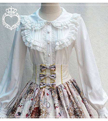 Smiling Angel Women's Ruffle Sweet Lapel Collar Lolita White Blouse #TOP4