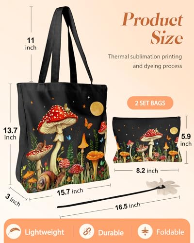 Aesthetic-2-Pack-Canvas-Tote-Bag-with-Makeup-Pouch-Bag-for-Women-Reusable-Grocery-Bag-for-Gym-Travel-Work