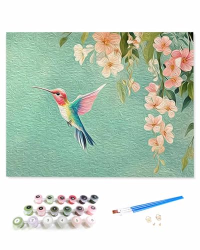 VamJump 数字油絵 手塗り 春 田園 生花 鳥 油絵 DIY絵 初心者 時間をつぶす 壁飾り アートクラフト 絵画手芸キッ 絵の具をつける 塗りつぶし掛け 30x40cm