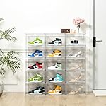 Clear Shoe Organizer,Stackable Shoe Display Case,Shoe Box Storage Bins with Magnetic Door,Fit Shoe Size Up to US 14 (X-Large-1Pack) - Image 2