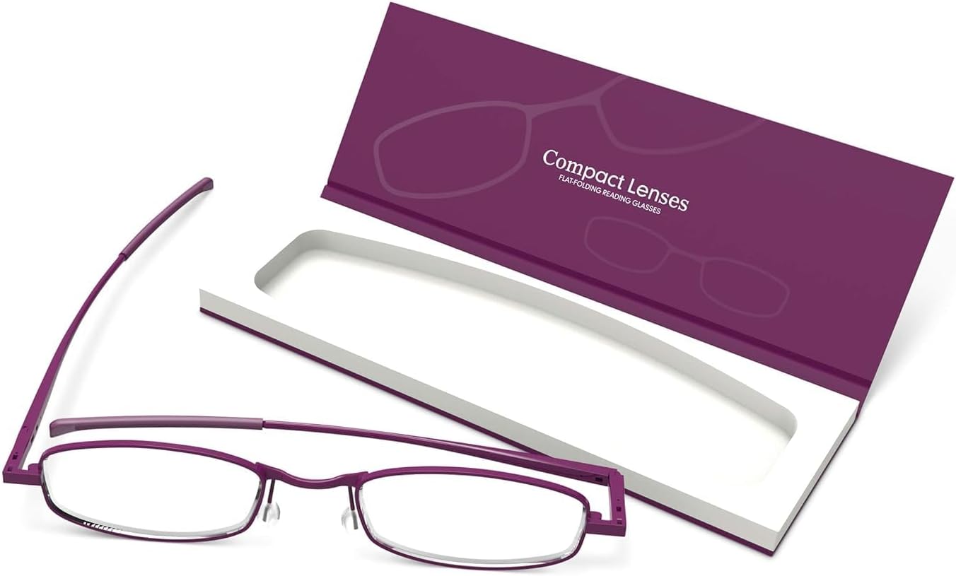 IF Compact Lenses Readers Slim Flat-Folding Unisex Reading Glasses - Orchid, +3.0"