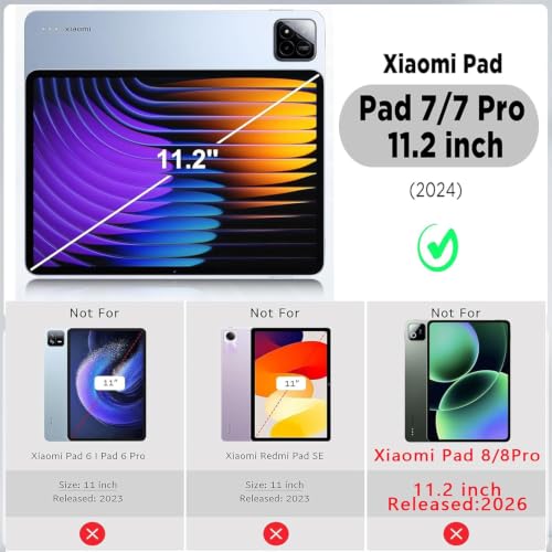 Image of TGK Rotating Case for Xiaomi Mi Pad 7 11.2 inch /Pad 7 Pro with Pencil Holder Trifold Stand Cover Clear Back (Sky Blue)