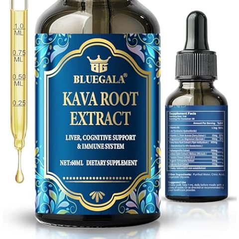 Kava Kava Root Extract Supplement, Natural Sleep Kava Drops, High Concentration Kava Extract Aid for Relaxation, Cognitive Support and Immune System, 60 ml,01s Cover