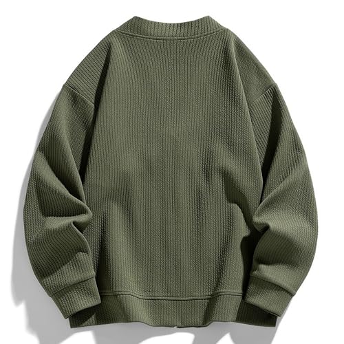 Men's Leisure V-Neck Full Zip Cardigan Sweater Men's Loose Fit Zip Sweater Men Long Sleeve Knit Cardigan4