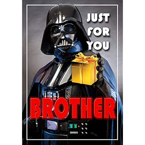 Brother Birthday Card - Darth Vader - Personalised Badge Cover