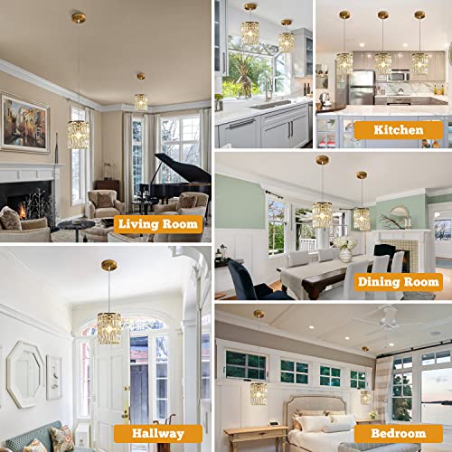 Kjlars Crystal Chandelier Raindrop Modern Island Pendant Lights Gold Linear Hanging Ceiling Lamp Fixture For Kitchen Island Hallway Dining Room Bedroom Living Room (2-Pack) #TOP3