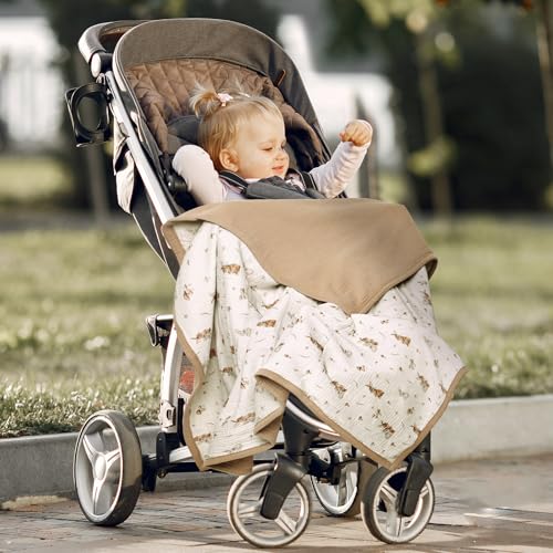 Image of lulumoon Muslin Baby Blanket Neutral: Cotton Toddler Blanket for Daycare | Reversible Cotton Crib Blanket for Daycare - Breathable Baby Swaddle for Stroller & Travel, 47x47in (Mocha Checkered)