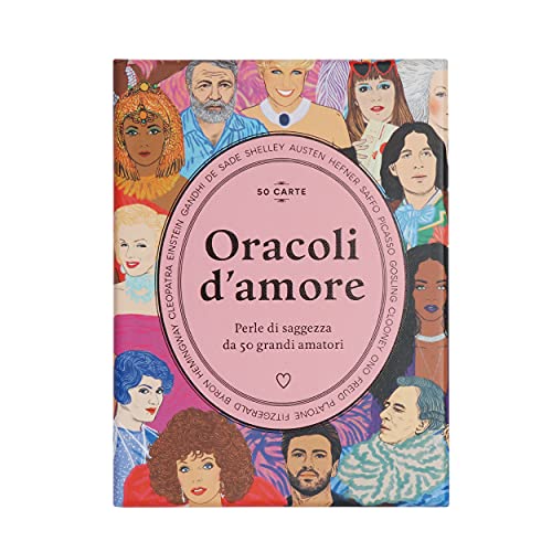 art&design24 Oracoli d'Amore, Gioco in Scatola, Carte Oracolo per Rispondere ai Tuoi Dubbi sull'Amore, 50 Consigli di Personaggi Famosi, Libretto con Biografie