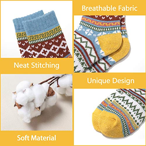 Image of ICEIVY Socks Women, Soft Knit Wool Winter Thick Warm Cabin Fuzzy Crew Women Socks 5 Pack
