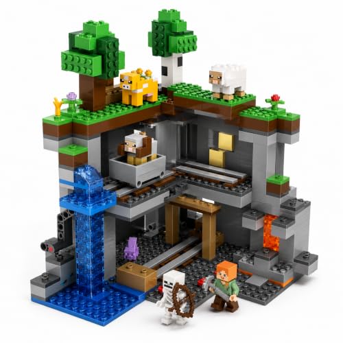 Image of Yashoni Building Blocks Toy Set for Kids | DIY STEM Construction Bricks with Mini Figures, Creative Models & Educational Play Set| Blocks Game (557, The Cave Mine)