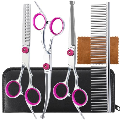 6-Piece Dog Grooming Kit, Professional Dog Hair Trimmers Set, Precision Tools for Sensitive Areas and Travel Use, Complete Pet Grooming Scissors Colle