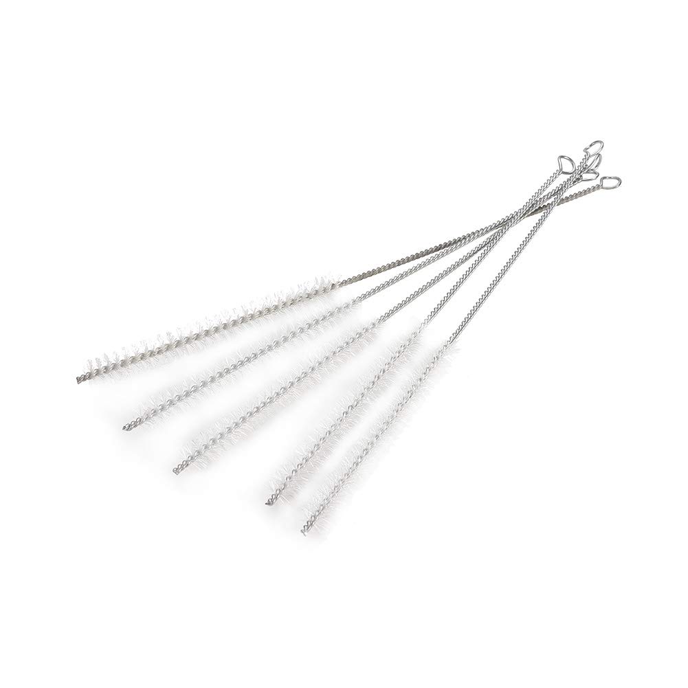 Utoolmart 22cm Total Length Nylon Test Tube Brush Drinking Straw Cleaning Brush Metal Shank 10mm Bristle Working Diameter Cleaner Brush for Plastic Glass Smoothie Straws 5pcs