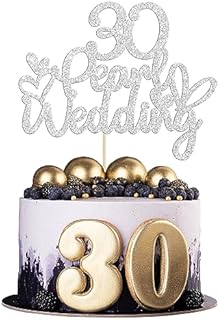 Gyufise 1Pcs 30 Pearl Wedding Cake Topper Glitter 30 Pearl Years Cake Pick Decoration for Happy 30th Anniversary Wedding Party Cake Decorations Supplies