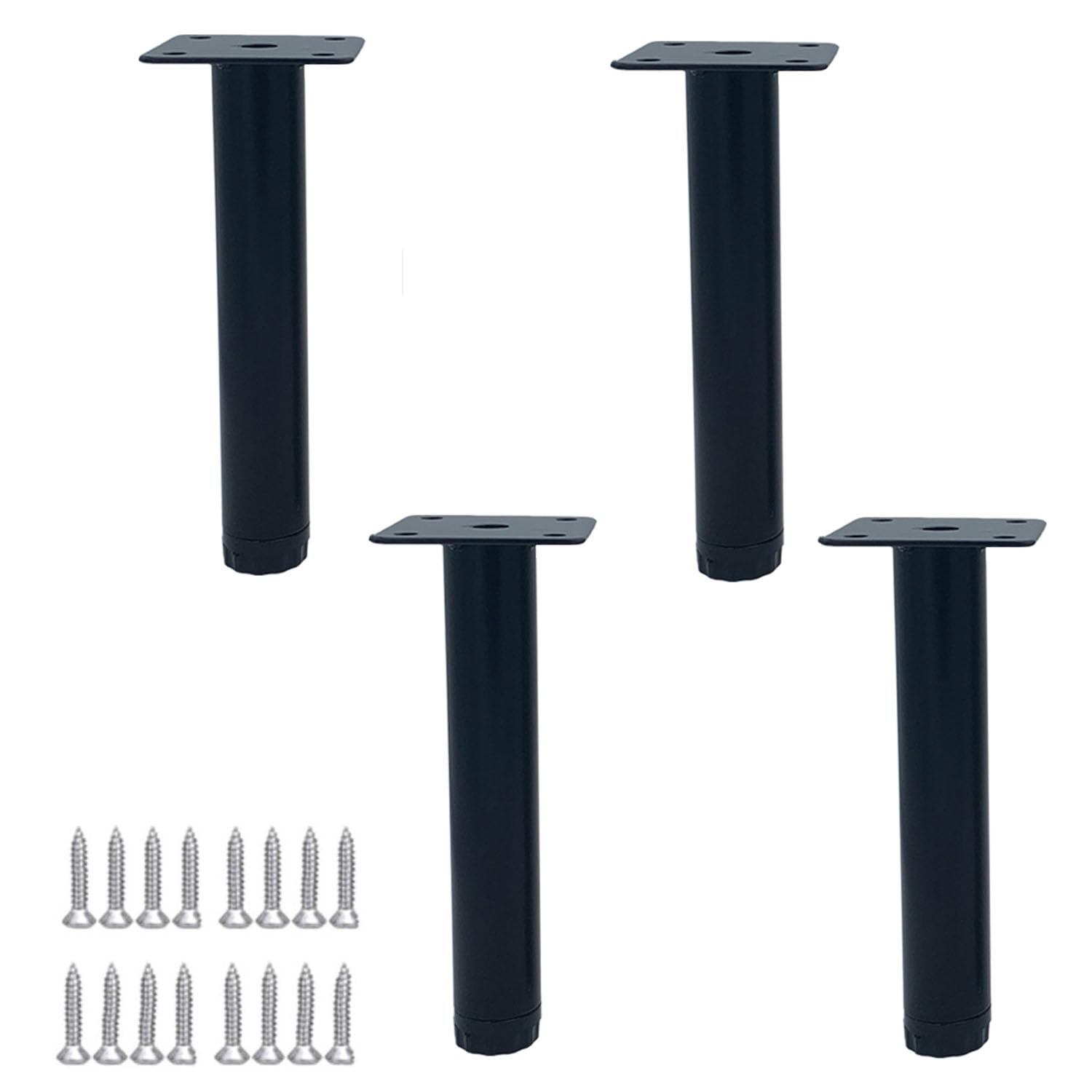 4 Verstelbare Meubelpoten,Metalen Poot,Ronde Tafel Benen,Kast Voeten van Koudgewalst Staal,Geschikt voor Bedden,Banken en Tafel,Tv-Meubels,Met Schroeven,Zwart-A, zwart-B,Goud (15cm(5.9in),Black-A
