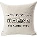 DecFure Housses de coussin double face en lin Blanc 45,7 x 45,7 cm, Coton, Don't Like Tacos, 45cmx45cm