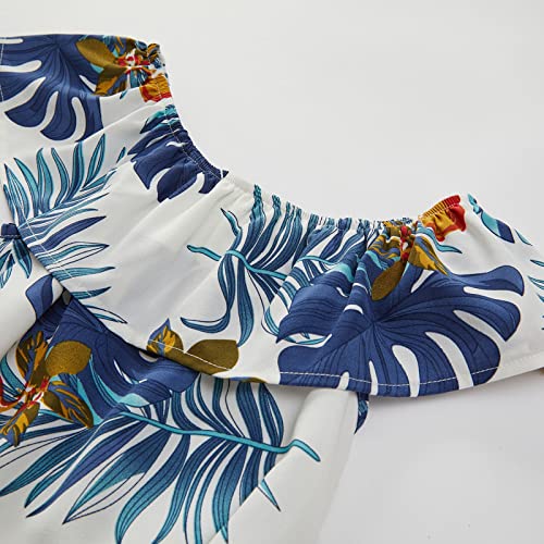Calla Dream Matching Family Outfits, Mommy And Me,Hawaiian Tropical Style Leaf Lemon Print Puff Sleeve Square Neck Dress Family Matching Sets #TOP3
