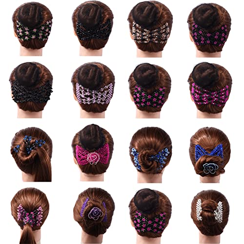 Ruihfas 12 Pcs Magic Hair Side Combs Beaded Stretch Double Hair Side Combs Clips Bun Maker Hair Pins Hair Accessories For Women Curly Thick Wavy Hair Ponytail ( Random Styles And Colors) #TOP1