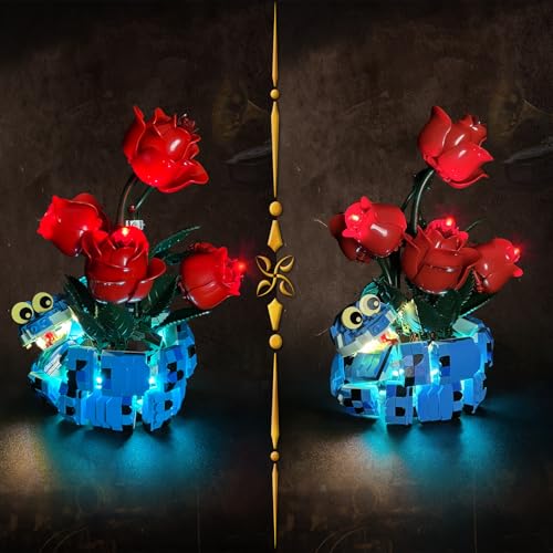 Image of Rose & Snake Lighting Building Set, Compatible with Lego, 3-in-1 Creative Flower Bouquet & Animal Model for Home Decor and Gifting, 778PCS