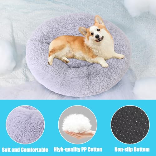 HYQ-Small-Dog-Bed-Pet-Beds-for-Small-Dogs-Cat-Beds-for-Indoor-Cats-Fluffy-Faux-Fur-Plush-Small-Dog-Bed-Washable-Puppy-Bed-with-Anti-Slip-Bottom-Dog-Bed-Small-Size-Dog-Light-Gray-20-Inch