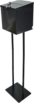 FixtureDisplays Metal Ballot Box Donation Box Suggestion Box with Stand 11064+10918-BLACK-NEW-NF