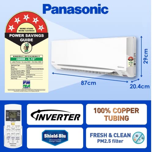 Image of Panasonic 1 Ton 5 Star Wi-Fi Inverter Split Air Conditioner (White)