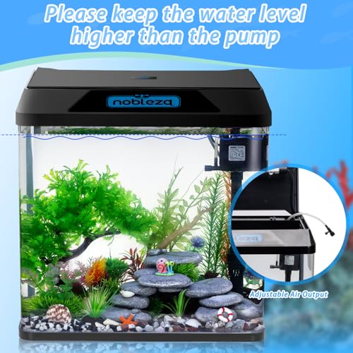 Miniatura 5 de Nobleza - Acuario 30l Con Filtro Integrado Y Luz Led, Pecera De Cristal Completa Para Peces, Acuario De Iniciación Para Hogar Y Oficina - Negro