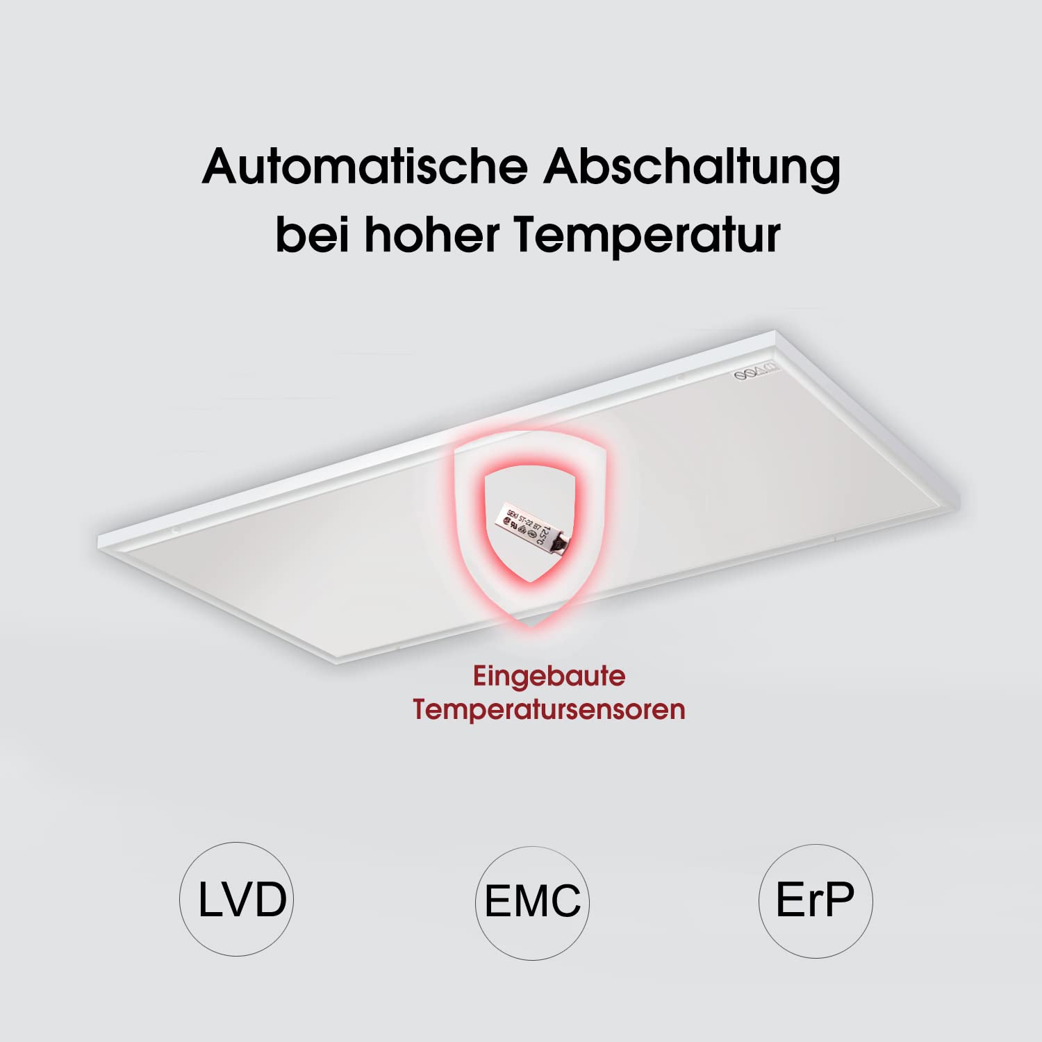 Infrarotheizung Deckenmontage 860W, Infrarotheizung Heizplatte Heizkörper Heizpaneel, Infrarot Deckenheizung mit Überhitzungsschutz, Elektroheizung Energiesparend-1220 * 630mm