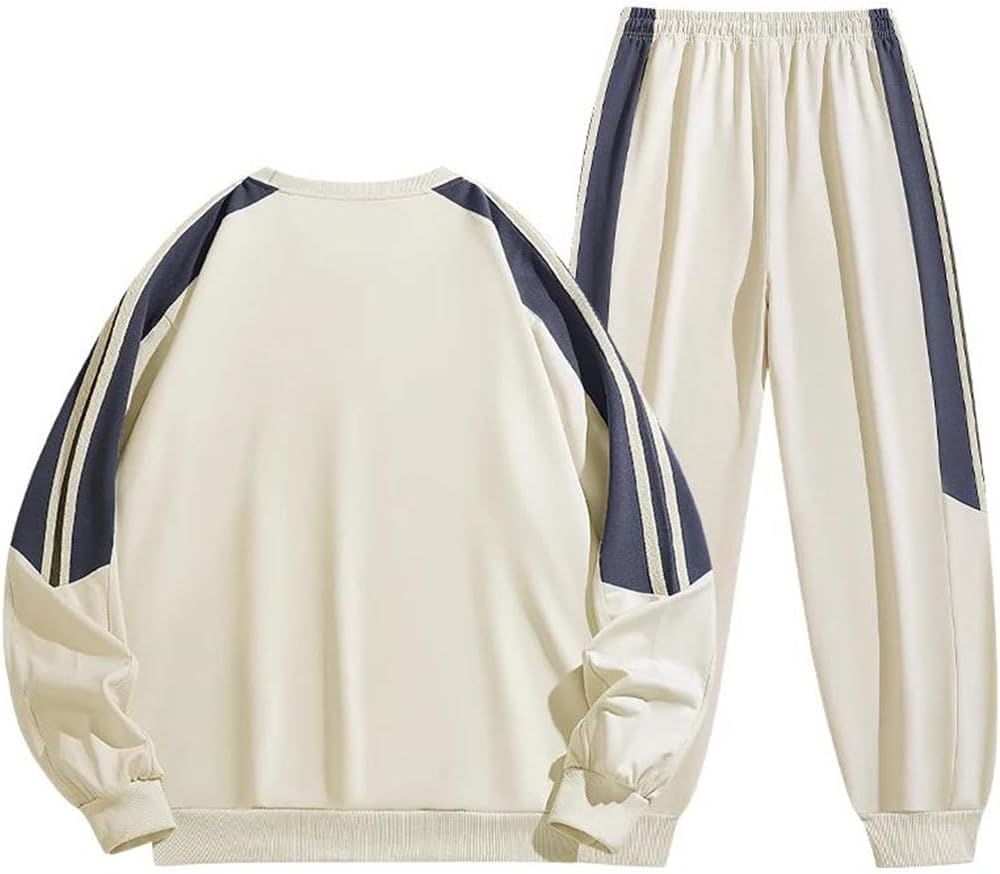 Men's Spring 2 Piece Tracksuit Set Long Sleeve Top Straight Leg Pants Casual Plus Size Sportswear for Jogging Training