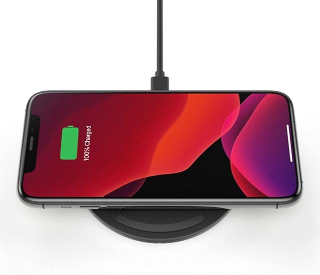 Belkin BoostCharge Wireless Charging Pad 10W (Qi-Certified Fast Wireless Charger for iPhone, Samsung, Google, more) Black, Wall Adapter Not Included