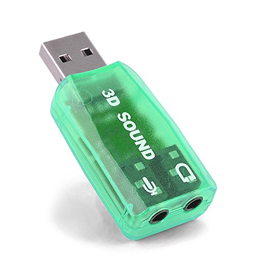 Paquete de 3 adaptadores de tarjeta de sonido USB de 5.1 canales 3D USB externo a 0.138 in 1/8 conector de audio estéreo micrófono micrófono auriculares auriculares Plug and Play para Raspberry 2