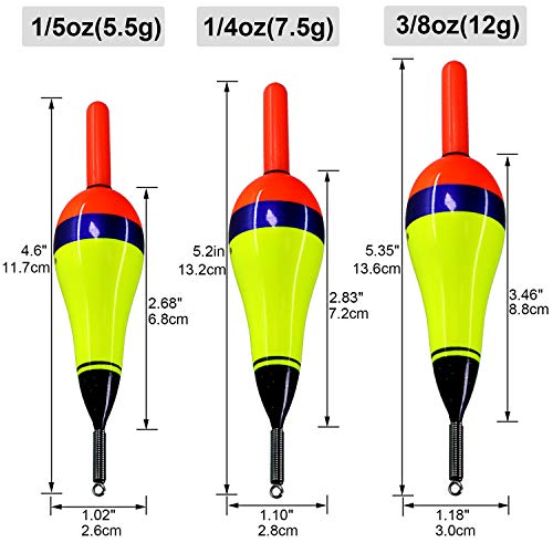 THKFISH Set di 3 Galleggianti Luminosi per Acqua Dolce 3.5g 4g 6g