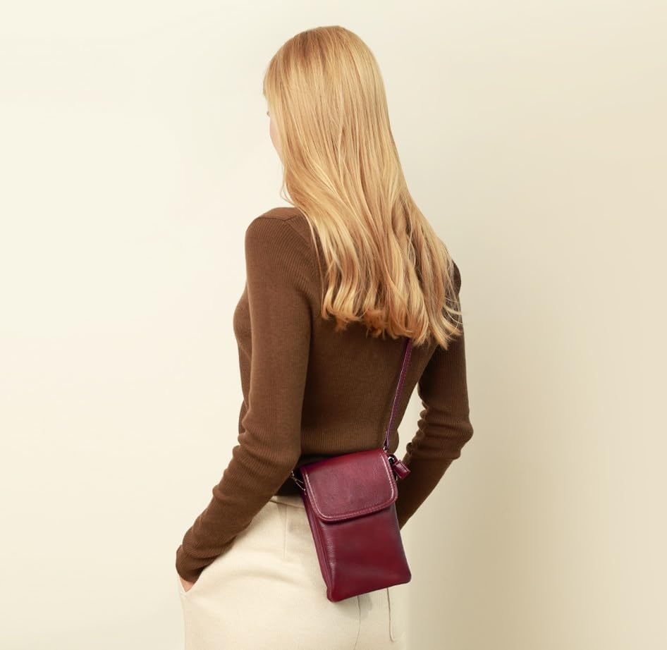 befen Genuine Leather Small Crossbody Bags for Women Cell Phone Bag Cross Body Purses,Silver Zipper - Image 2