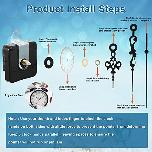 6 Pieces Quartz Clock Movement Mechanism With 6 Pairs Different Diy Clock Hands Battery Operated Repair Parts Replacement Motor Kits (13 Mm/ 0.5 Inch) #TOP2
