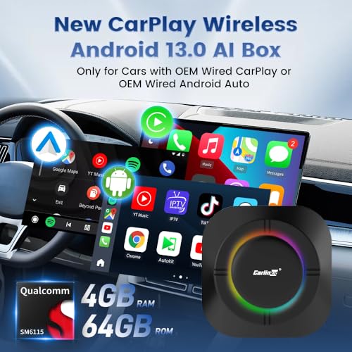 CarlinKit 3-in-1 CarPlay AI Box 2026 Wireless CarPlay Android 13.0 AI Box 8-core 4+64GB,Compatible with Netflix/YouTube,4G LTE for OEM Wired CarPlay or OEM Wired Android Auto Cars-Black by Carlinkit - Image 4