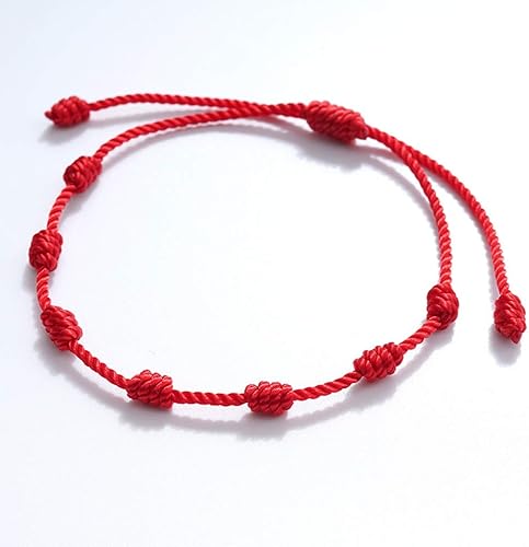 Miniatura 4 de Sara-u 2 pulseras de cuerda roja de 7 nudos para protección contra el mal de ojo amuleto de buena suerte para el éxito y la prosperidad pulsera de