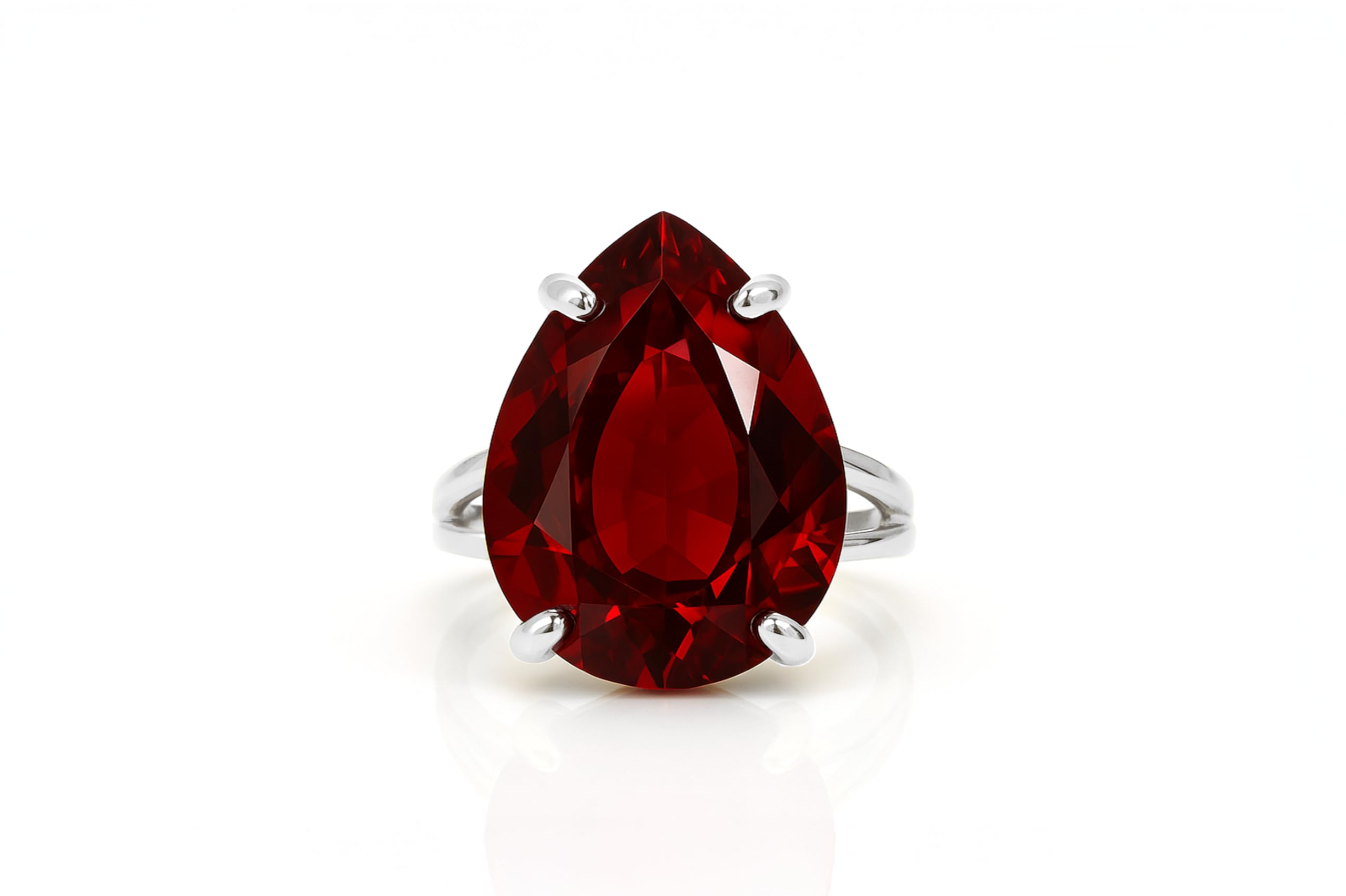 Espectacular Anillo de Granate en Plata 925 - Anillos de Lágrima para Mujer - Anillo de Compromiso, Anillo de Boda, Anillos de Moda Hechos a Mano - Joyería Artesanal